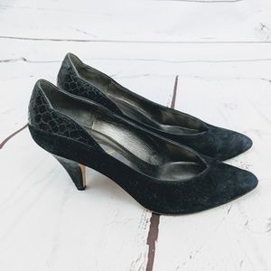 Amalfi black snakedkin pumps